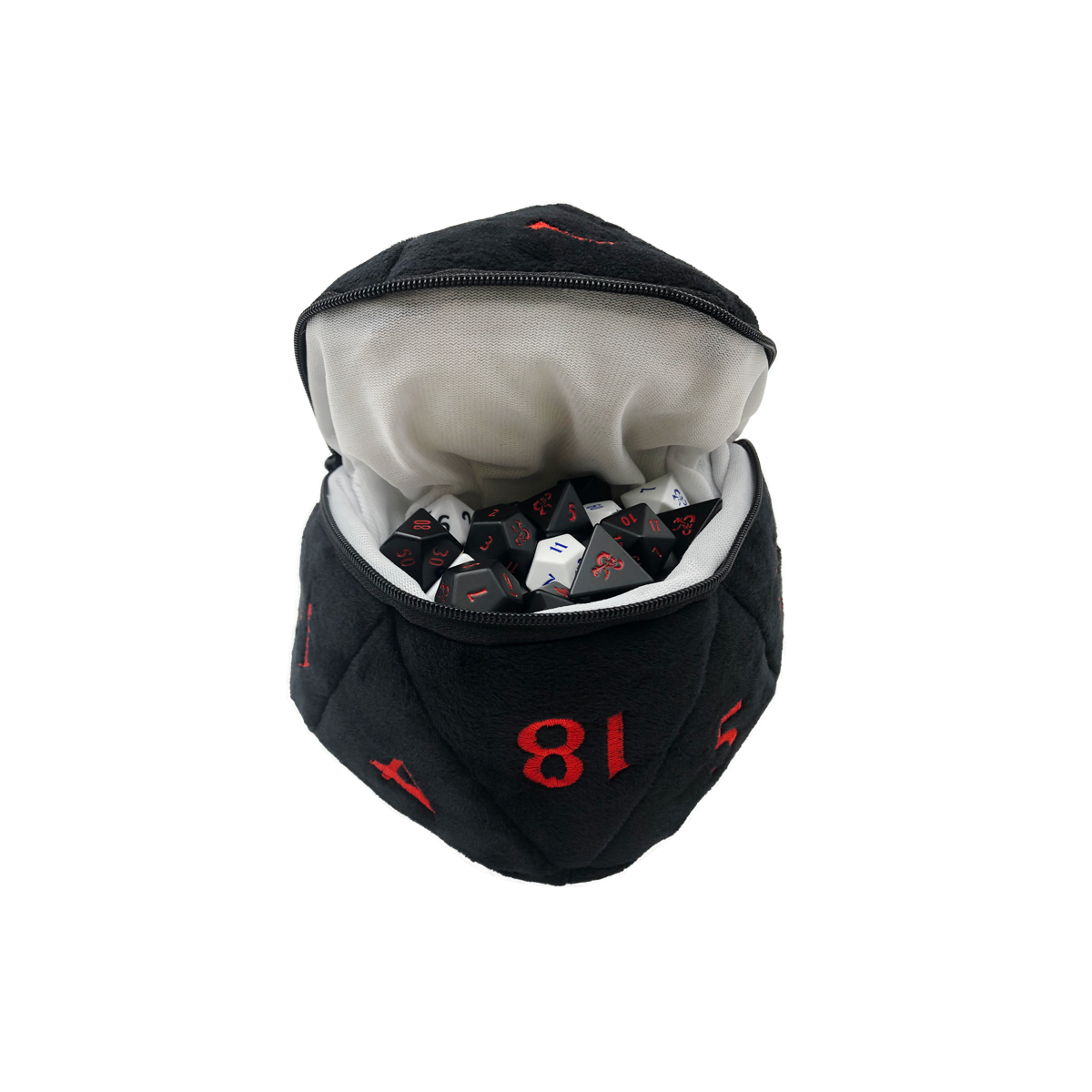 D20 Plush Dice Bag for Dungeons & Dragons, Black